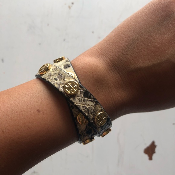 Tory Burch Jewelry - Tory Burch Snakeskin Leather Wrap Bracelet